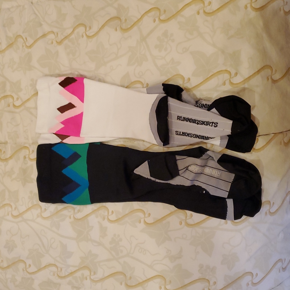 Two pairs running skirts compression socks
